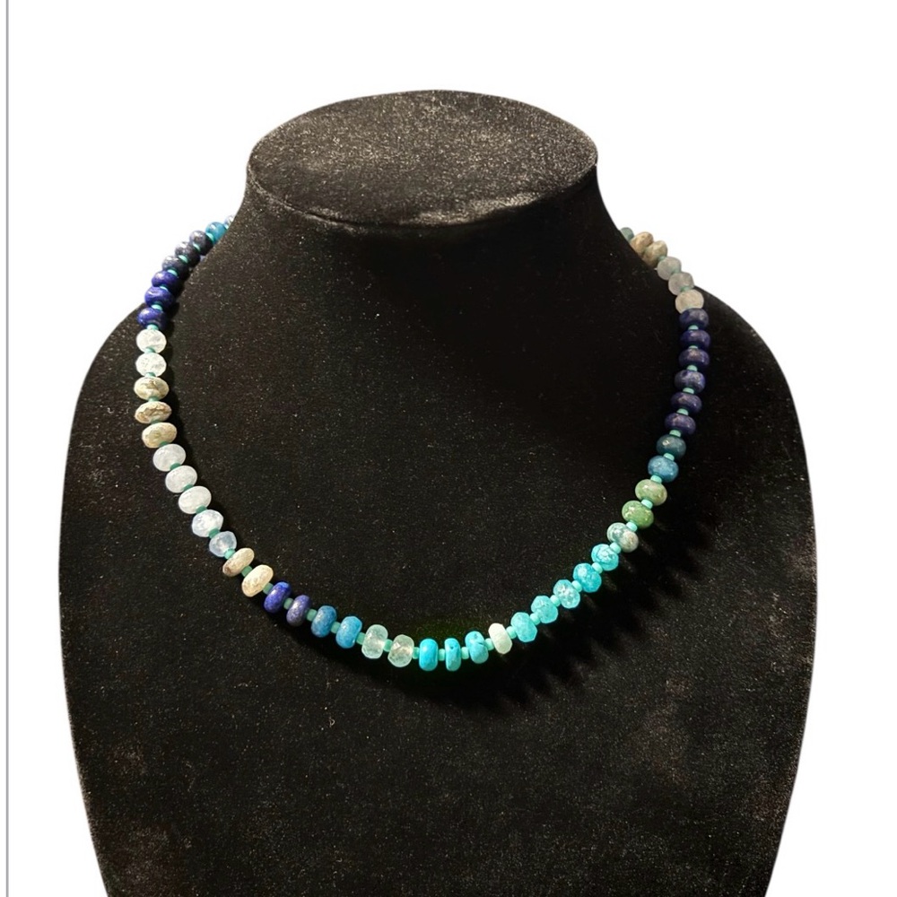 Serefina Vibrant Blue and Green Beaded Necklace